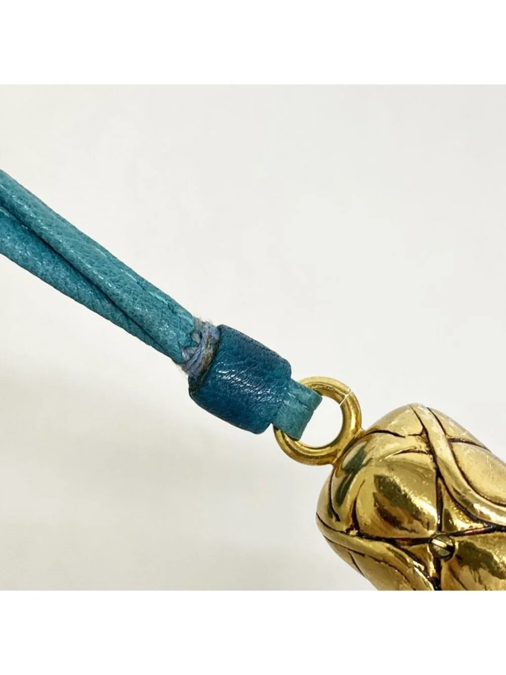 Chanel Shoulder Bag Quilted Suede Turquoise Blue Gold